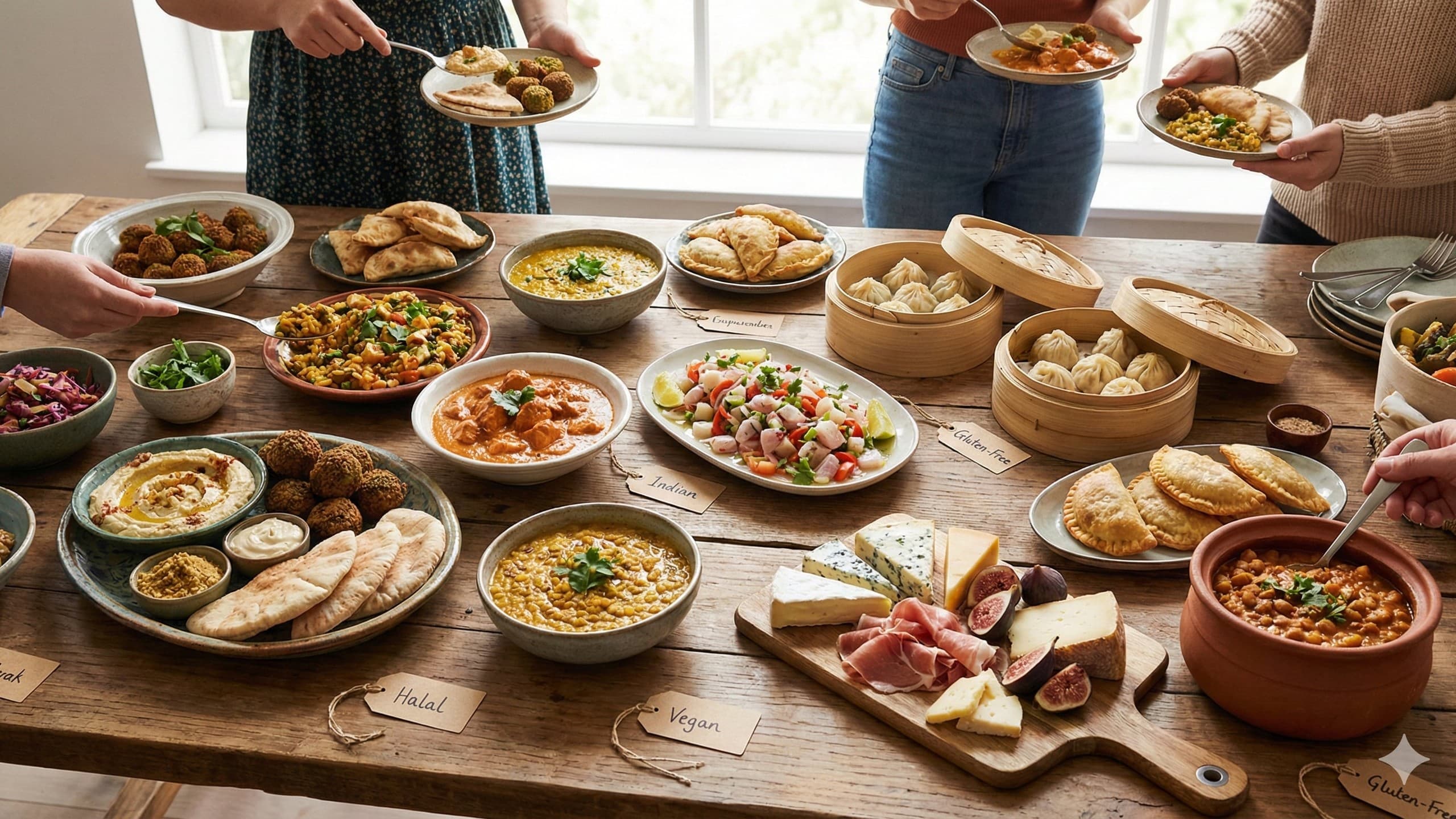 Diverse cultural dishes arranged for an inclusive event