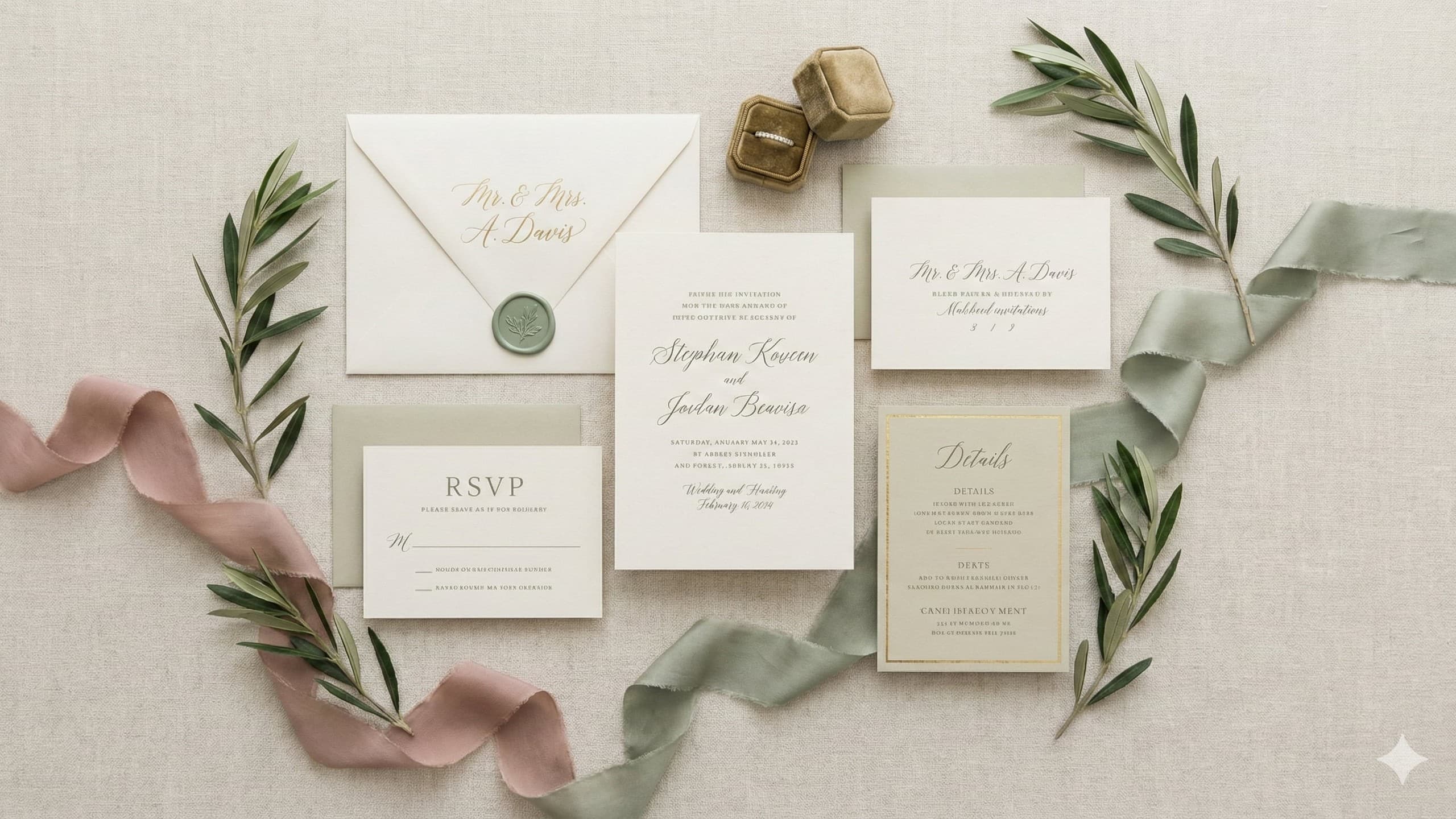 Elegantly designed wedding invitation suite