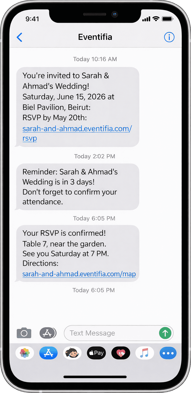 تم إرسال دعوتك عبر SMS. اضغط على الرابط للتأكيد.